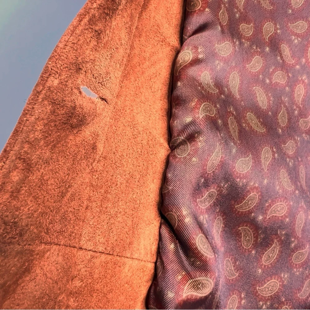 L.L. Bean 90's Vintage Suede Leather Button Front Pocket Barn Coat Size M - Picture 14 of 17